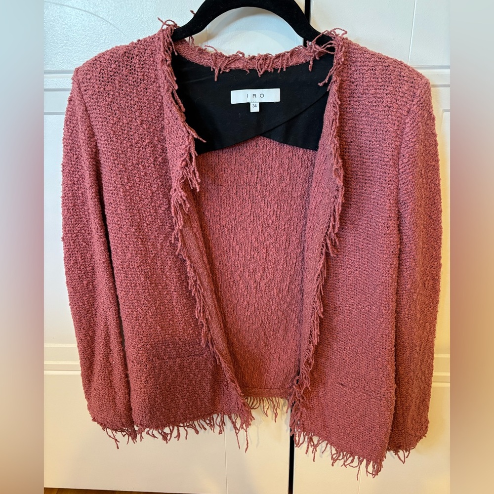 IRO Dusty Rose Frayed Women's Cardigan Jacket